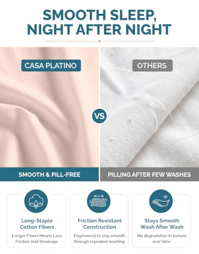 Casa Platino 100% Cotton Full Size Cooling Sheets Set - Veiled Rose