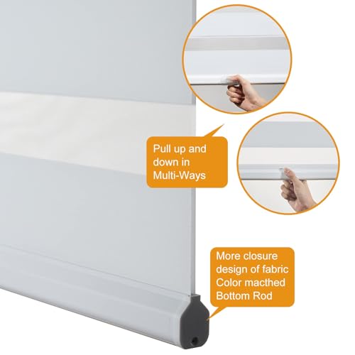 Persilux 34.5 x 64 Inch White Zebra Dual Layer Cordless Window Shades - Day & Night