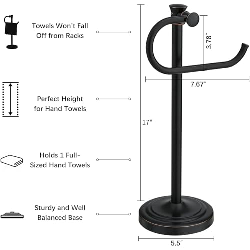 BESy Hand Towel Holder Stand - Countertop Towel Bar in Oil Rubbed Bronze