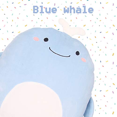 ARELUX Soft Whale Anime Plush Pillow Cute Whale Stuffed Animal Plush Toy Plushies Room Decor Festival Decorations Accompany for Friends Family Birthday 16inch