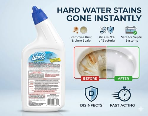 Toilet Bowl Cleaner Disinfectant - Removes Rust, Lime Scale & Stains, Kills 99.9% Bacteria, Pack of 6