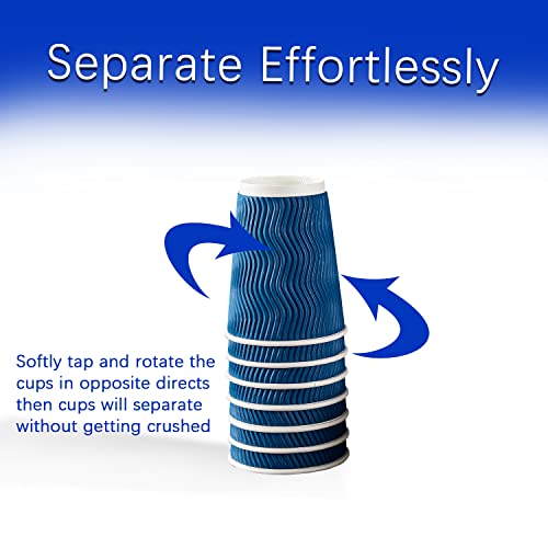 Navy 12oz Disposable Coffee Cups Bulk Pack of 500 - Heat Insulated & Eco-Friendly