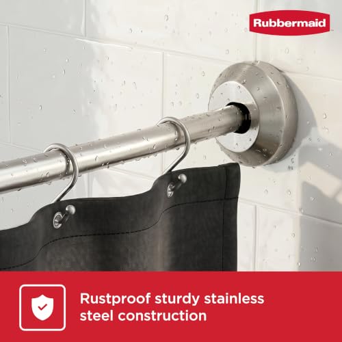 Nickel Curved Shower Curtain Rod - Adjustable Stainless Steel Tension or Wall Mount, No Rust