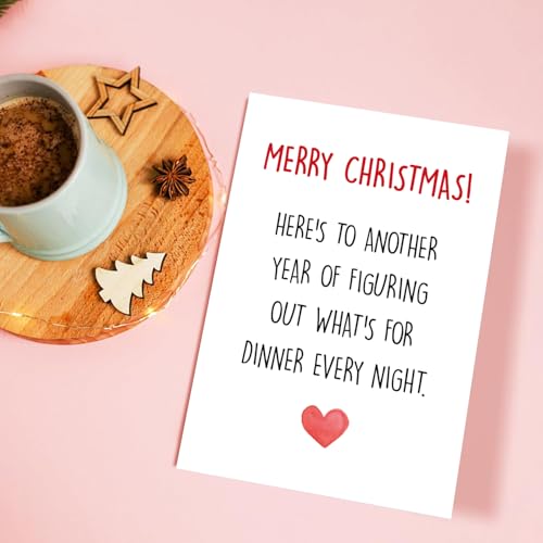 Heart Christmas Card for Husband Wife - Funny Holiday Card for Him Her, Unique 8x5.3in