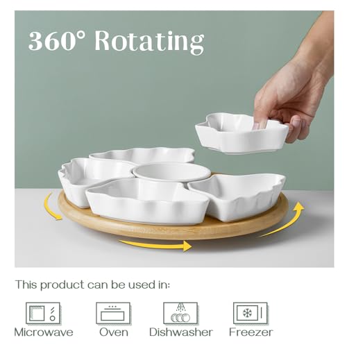 12-Inch Rotatable Serving Tray with Divided Platters for Party & Kitchen