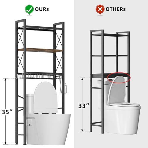 Kalrin Over The Toilet Storage Rack - Brown 3-Tier Bathroom Organizer with Drain Basket