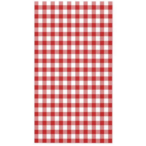 Wrapaholic Gingham Plaid Red 25Pcs 2-Ply Napkins - 4.3 x 7.9in Disposable Dining Towels