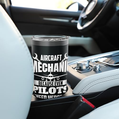Aircraft Mechanic Tumbler 20oz Insulated Stainless Steel Airplane Maintenance Gift - Black