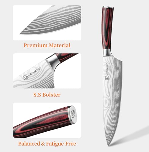 KEEMAKE 8-Inch Chef Knife - Ultra Sharp Kitchen Knife with Ergonomic Handle