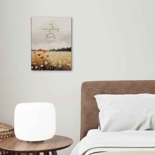 DIENADFX Fall Christian Canvas Wall Art Decor, Rustic Country Autumn Wildfloral Wall Art, Farmhouse in Everything Give Thanks Harvest Pictures Artwork Paintings Wall Decor Decorations for Home,11x14In