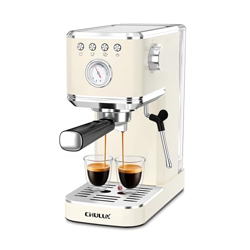 CHULUX Slim Espresso Machine with Milk Frother for Home Cappuccino - Creamy