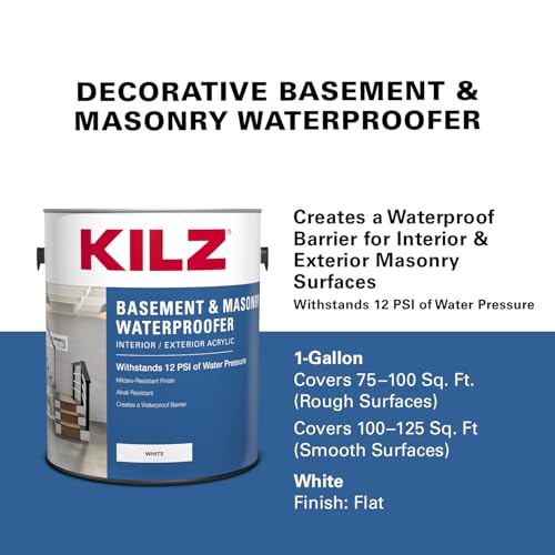 Waterproof Masonry Paint for Concrete & Brick Walls 1 Gallon