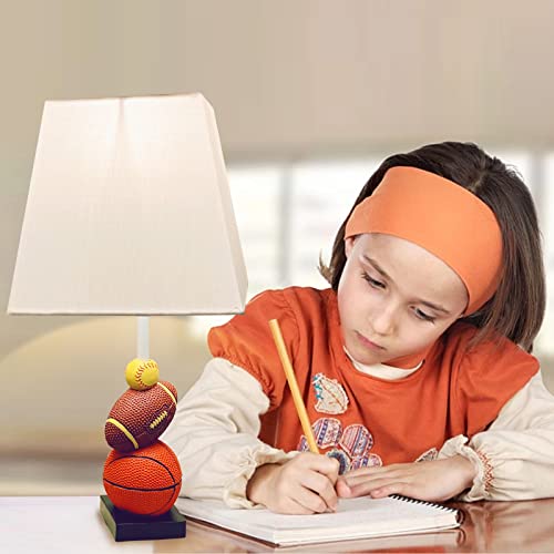 HERBESTBAY Kids Table Lamp, 14 Inch Football, Basketball & Baseball