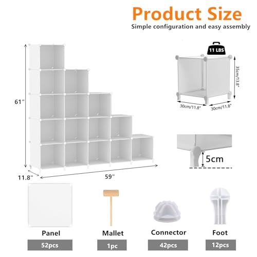 AWTATOS White Cube Storage Organizer - 16 Cubes Modular Closet Shelves