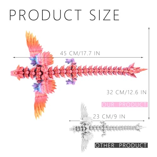RainbowD ACOCOFE 3D Printed Flying Dragon Sculpture, 18-Inch Articulated Mythical Decor
