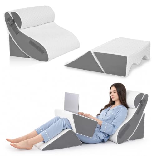 White Grey 5PCS Orthopedic Wedge Pillow Set for Post-Surgery Support