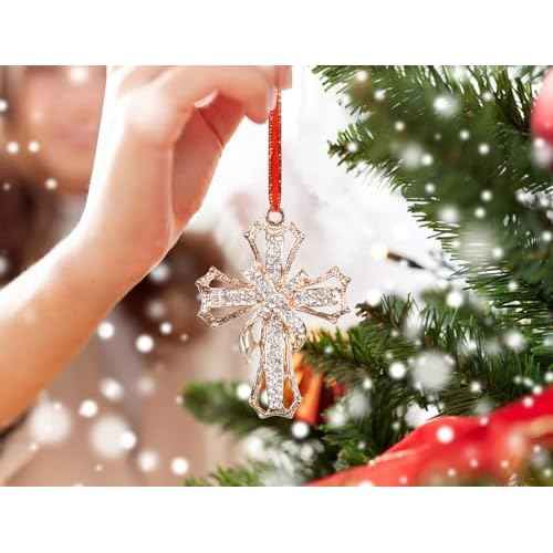 Cross Christmas Ornaments Religious Nativity Ornaments for Christmas Tree Decorations Christian Cross Keepsake Ornaments Keepsake Gifts for Women Girls Mom Sisters