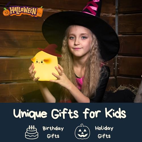 Ghost Night Light: Halloween Decorations Night Light Silicone Rechargeable Night Lamp with 3 Level Dimmable Bedside Lamp Nursery Nightlight Dorm Decor, Funny Holidays Gift Cool Gadgets for Kids