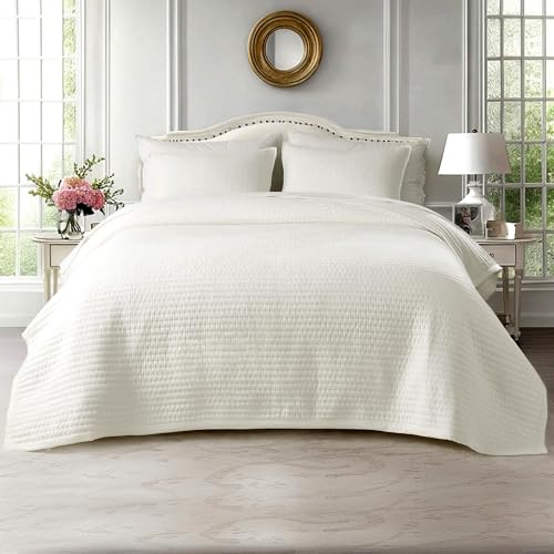 KASENTEX Oversized King Quilt Set 112x106, Soft Washed 3-Layer
