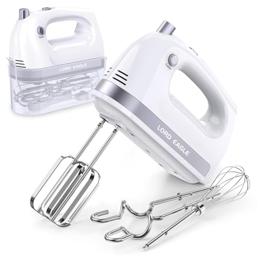 Lord Eagle White Hand Mixer 400W 5-Speed Electric Handheld Kitchen Appliance