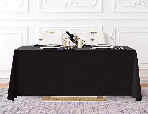 Surmente 5-Pack 90x132 Inch Black Rectangle Tablecloth for 6-8 Foot Tables