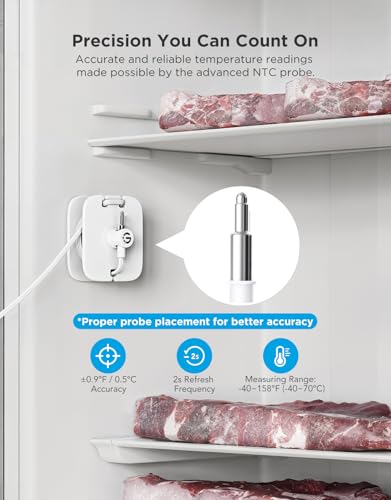 GoveeLife WiFi Refrigerator Thermometer Sensor with Alarm & Gateway - 2 Pack BT Variant