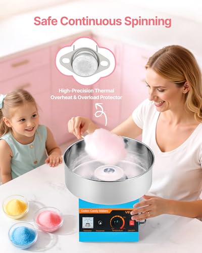 VEVOR Commercial Cotton Candy Machine 1000W Electric Blue Slant Surface with 15