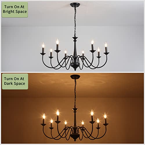 Farmhouse Black Chandeliers for Dining Room - 8 Lights Pendant Light Fixture - Adjustable Height