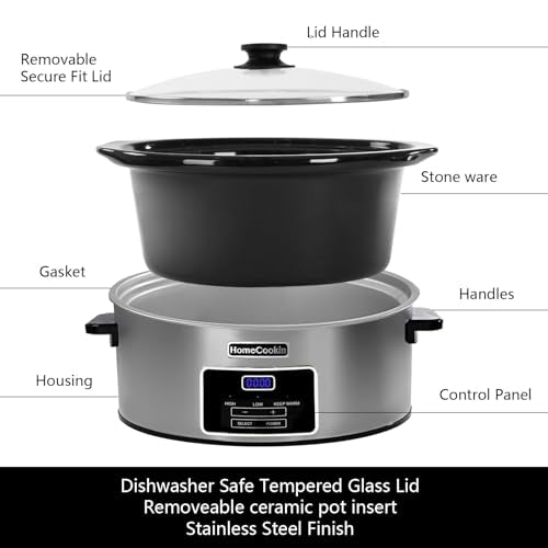 8-Quart Digital Programmable Slow Cooker with Timer - Stainless Steel