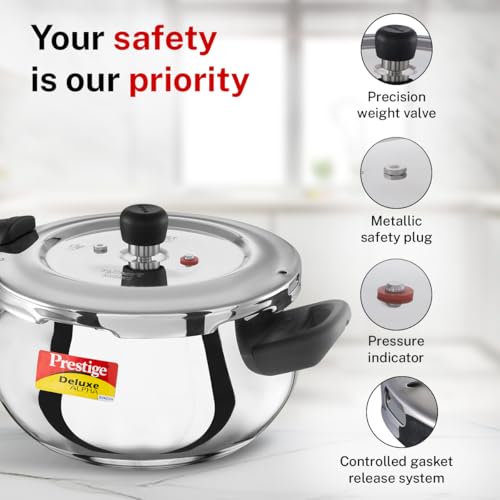 Stainless Steel Pressure Cooker 4L with Deep Lid & Alpha Base - Spillage Control