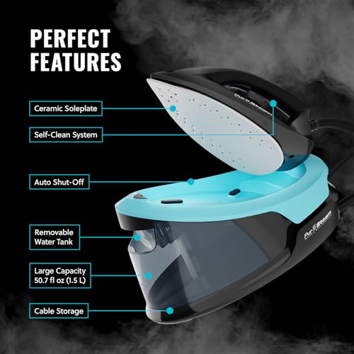 PurSteam Steam Station Max - 1500W Steam Iron with 50.7oz Water Tank, Fast Heat Up