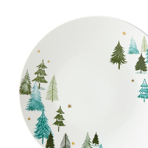 Lenox Balsam Lane Porcelain Christmas Dinner Plate Set of 4 – White w/ Gold Accents