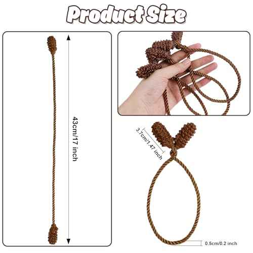 DERAYEE Christmas Garland Ties, 12Pcs Decorative Twist Ties Reusable and Flexible Ties for Banisters, Xmas Home Decorations Christmas Craft Wrapping (17 Inch, Brown)