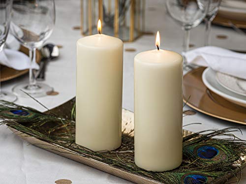 12 Ivory Unscented Pillar Candles - Dripless & Long Burn - 2.7 x 6.7 Inch