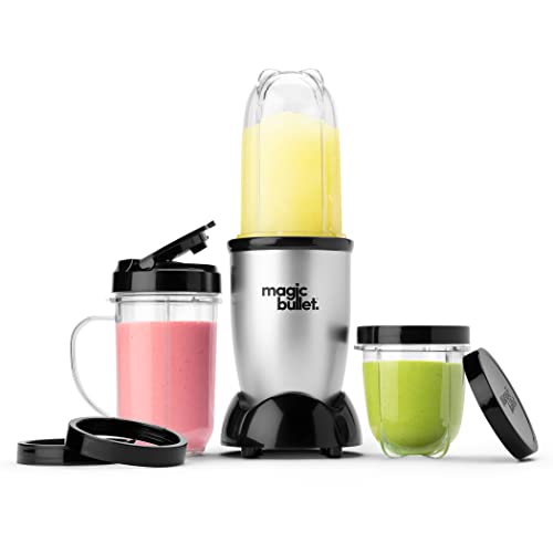 Magic Bullet 11-Piece Personal Blender for Shakes & Smoothies - Silver, 22oz, 250W, Model MBR-1101