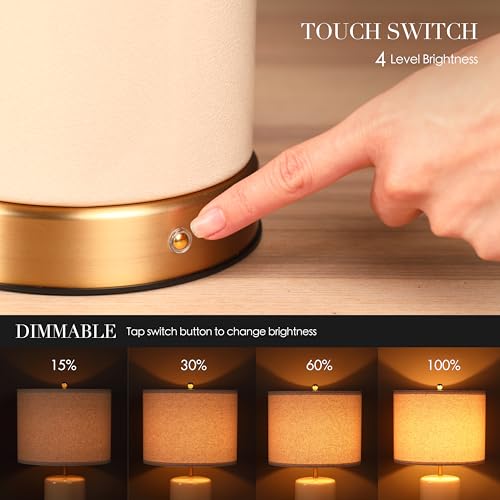 Rechargeable 24-Inch Ceramic Table Lamp with Dimming - Cream White