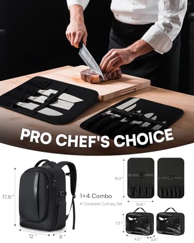 Chef Knife Backpack with Waterproof Pocket, 30+ Pockets for Knives