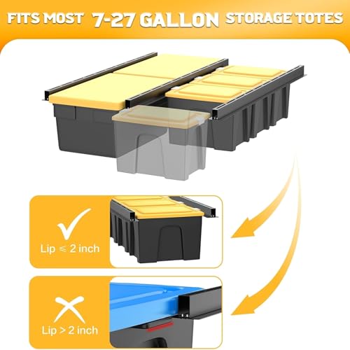 WALMANN Overhead Garage Storage Rails System Black - Ceiling Tote Rack for Heavy Loads