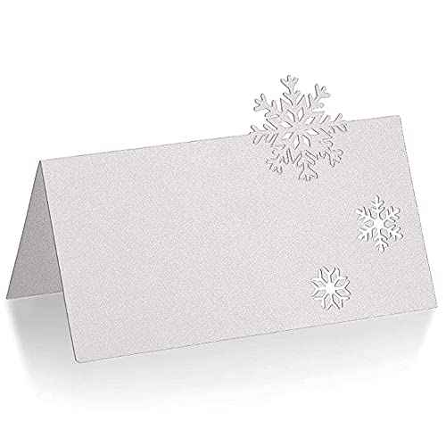48 Pcs Snowflake Table Cards Christmas Party Place Cards Wedding Seating Cards Tabletop Name Tags Table Setting Cards Food Buffet Labels