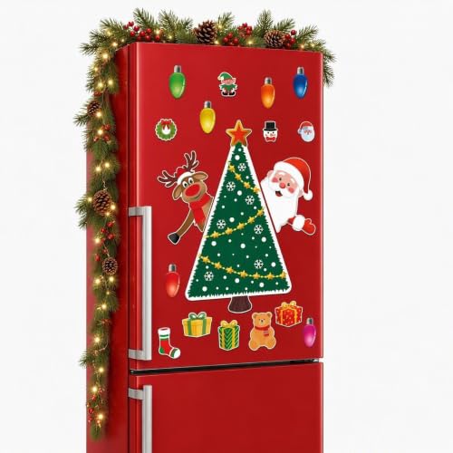 WABIWABI@HOME Xmas Tree-D Magnetic Refrigerator Set, 18-Piece Soft Magnets Reusable Holiday Decor