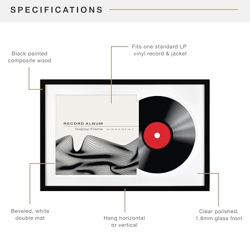 MCS Double Mat Record Album Frame 16.5x25 Black with White Mat - 1 Pack