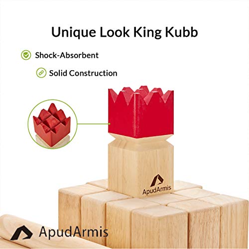 Outdoor Kubb Yard Game Set with Carrying Bag - Viking Chess Lawn Fun - Burlywood