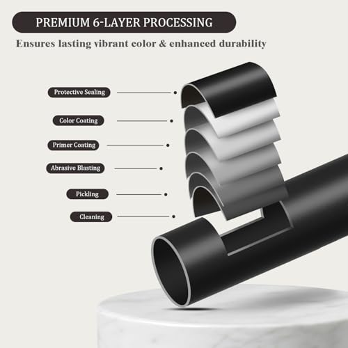 Oneach 2-Pack Heavy Duty Black Curtain Rods 16-120 Inch Adjustable with Finials
