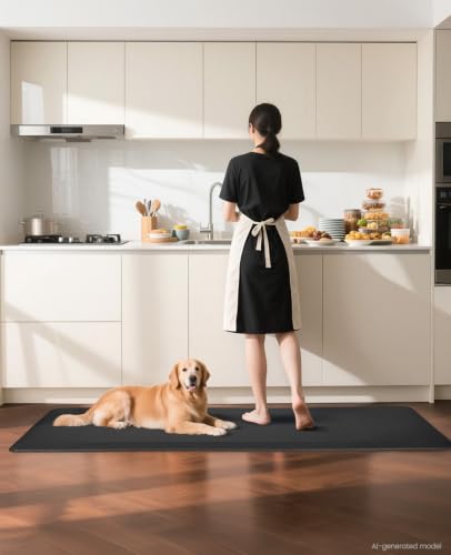 Ophanie Black Kitchen Anti-Fatigue Mat 20 x 60 Inches 0.8 Inch Thick for Kitchen & Home