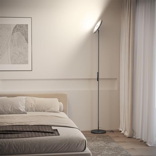 SUNMORY Black Floor Lamp for Living Room with Remote, Dimmable LED Standing Light