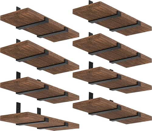 12 Inch Heavy Duty Floating Shelf Brackets Pack of 16 - Industrial Metal Iron Matte Black