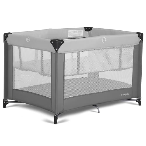 Dream On Me Zazzy Portable Baby Playard with Bassinet - Grey, Travel Carry Bag