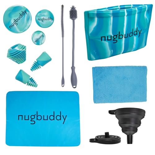Nugbuddy Glass Cleaning Kit Blue Green Reusable Silicone Accessories Complete Set