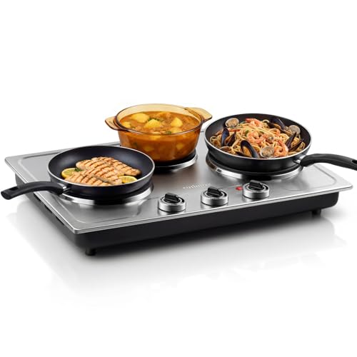 CUSIMAX 1800W Portable Electric Hot Plate with Triple Burners & Independent Temperature Control
