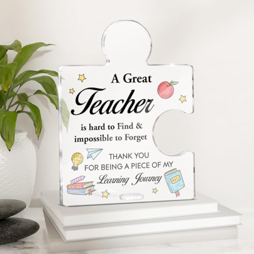 QODMGD Teacher-B Acrylic Puzzle Piece Plaque Gift for Teacher Appreciation - Office Decor